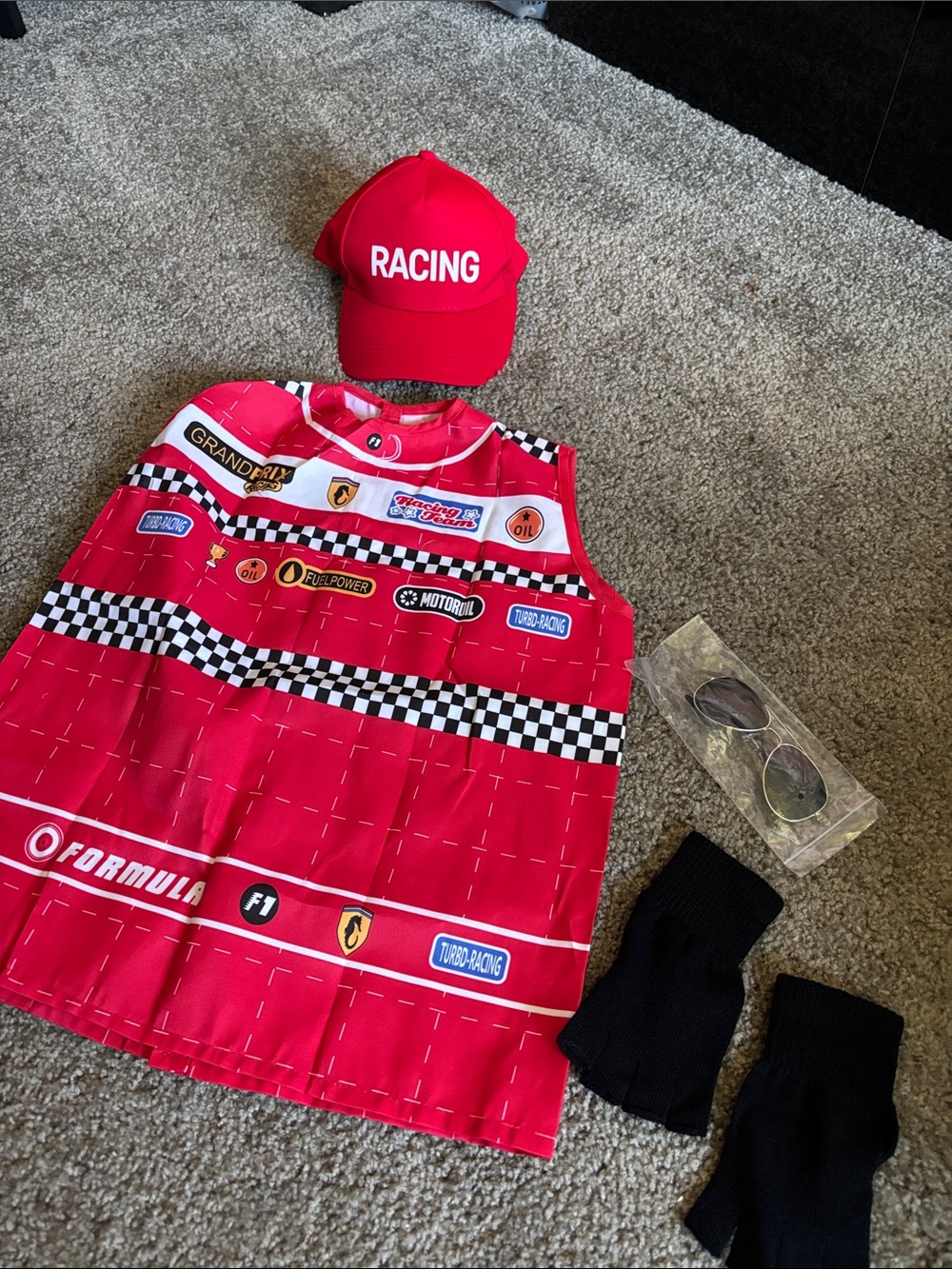 Red Racing Cap and Formula Racing Tank Top Set